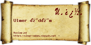 Ulmer Ádám névjegykártya